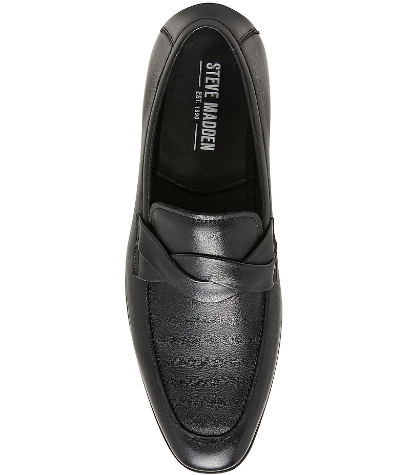 Steve Madden Men's Chevoit Leather Slip On Dress Loafers