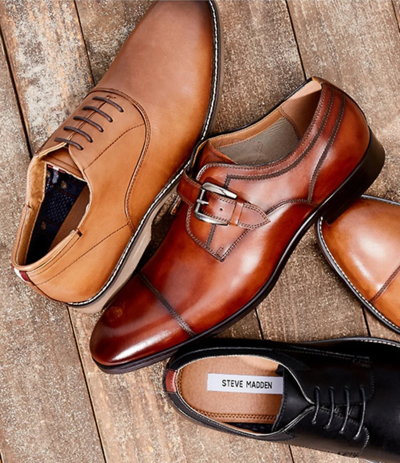 Steve Madden Men's Covet Leather Monk Strap Oxfords
