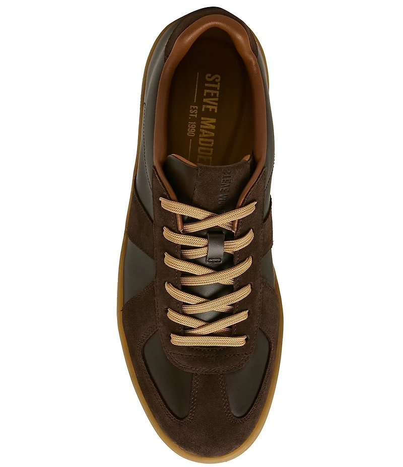 Steve Madden Men's Delmarei Leather and Suede Low Top Gum Sole Sneakers