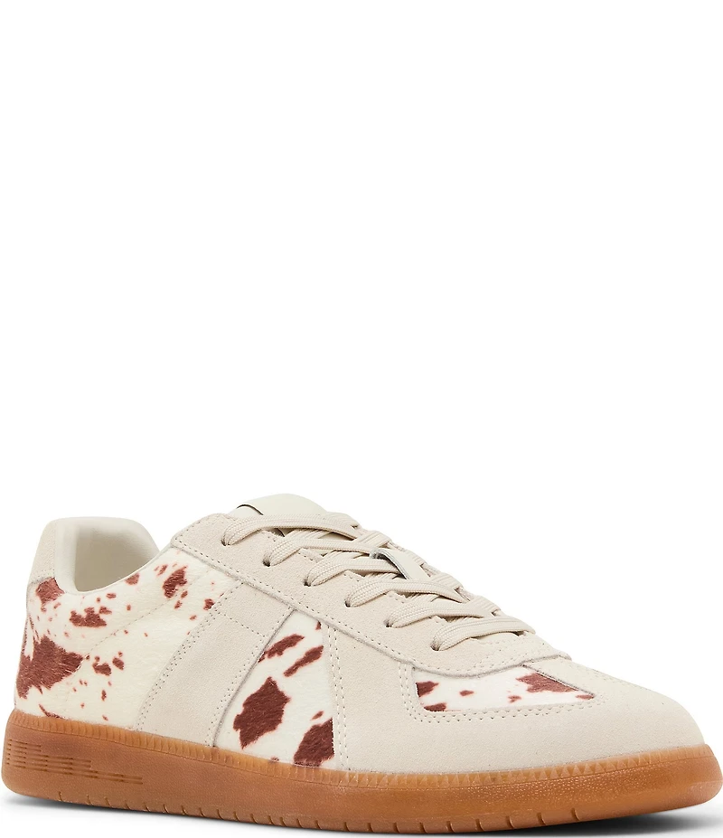 Steve Madden Men's Dixon Cow Print Calf Hair Low-Top Gum Sole Sneakers