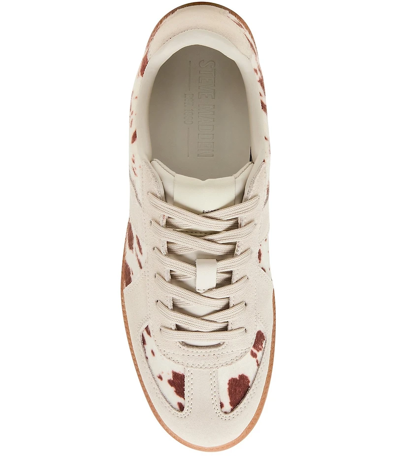 Steve Madden Men's Dixon Cow Print Calf Hair Low-Top Gum Sole Sneakers