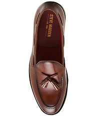 Steve Madden Men's Elgin Leather Tassel Dress Slip On Loafers