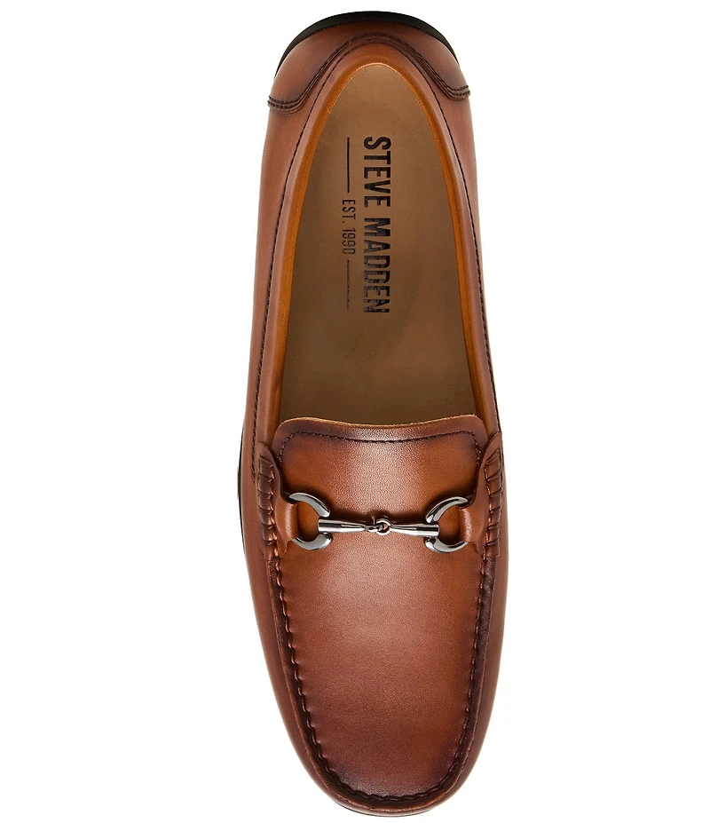 Steve Madden Men's Emerson Leather Bit Buckle Slip On Loafers