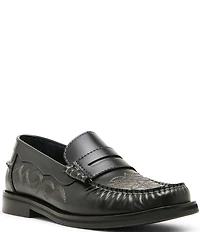 Steve Madden Men's Exeter Western Stitch Detail Leather Penny Loafers