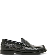 Steve Madden Men's Exeter Western Stitch Detail Leather Penny Loafers
