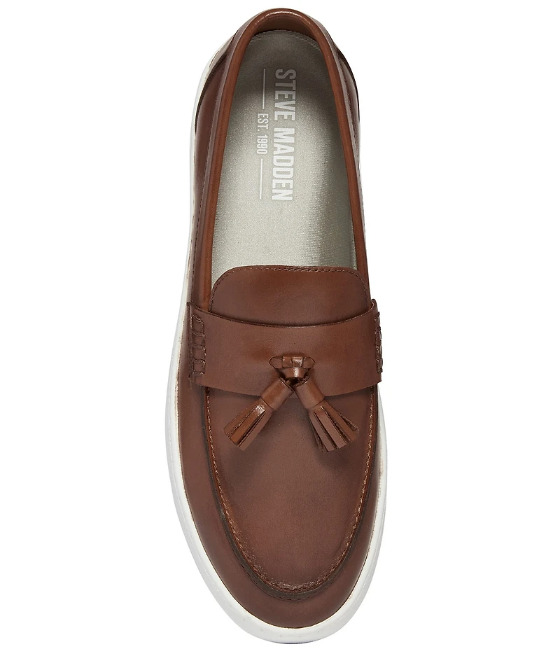 Steve Madden Men's Hatfield Leather Tassel Slip On Loafers