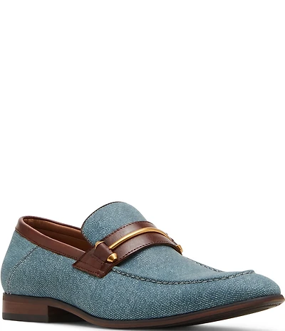 Steve Madden Men's Jamode Denim Bit Buckle Dress Slip On Loafers