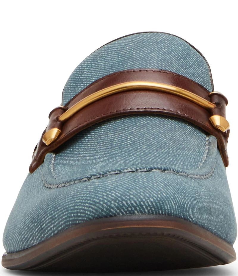 Steve Madden Men's Jamode Denim Bit Buckle Dress Slip On Loafers