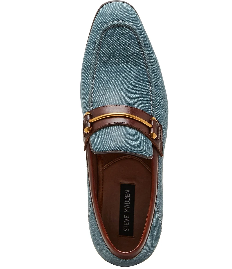 Steve Madden Men's Jamode Denim Bit Buckle Dress Slip On Loafers