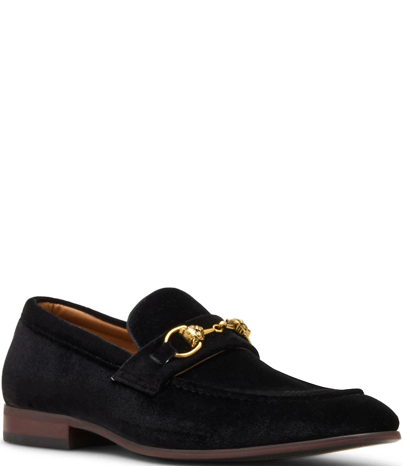 Steve Madden Men's Jandre Velvet Bit Buckle Dress Slip On Loafers