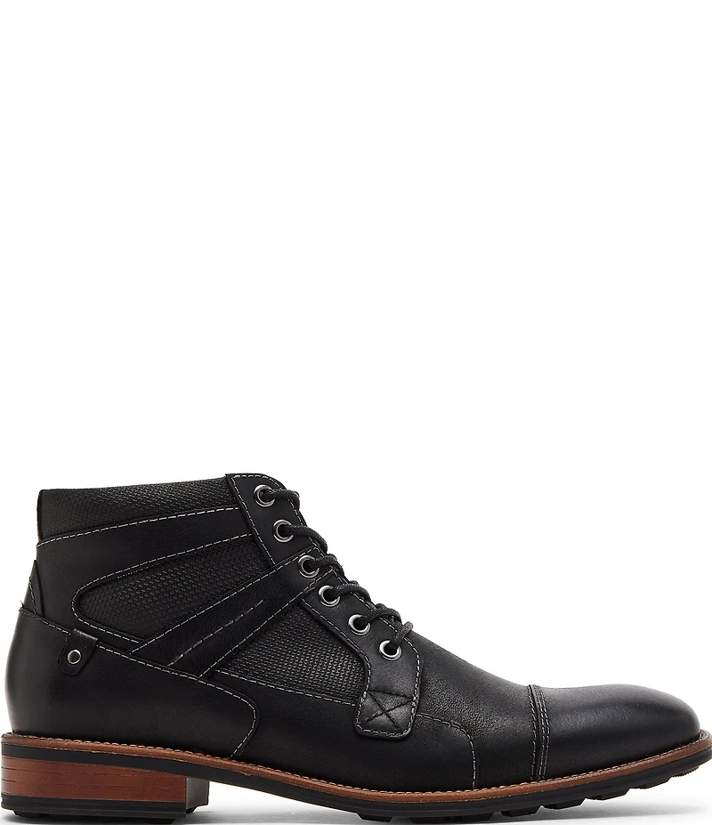 Steve Madden Men's Jotting Leather Contrast Stitch Cap Toe Boots