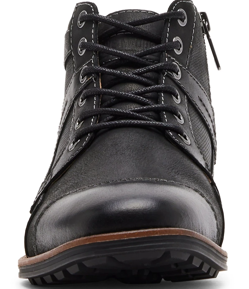 Steve Madden Men's Jotting Leather Contrast Stitch Cap Toe Boots