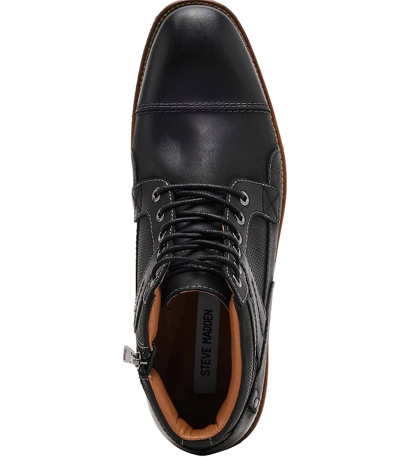 Steve Madden Men's Jotting Leather Contrast Stitch Cap Toe Boots