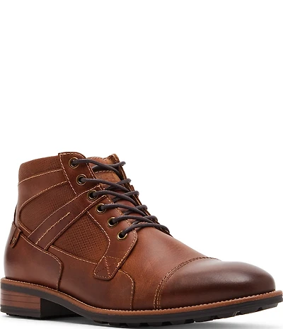 Steve Madden Men's Jotting Leather Contrast Stitch Cap Toe Boots