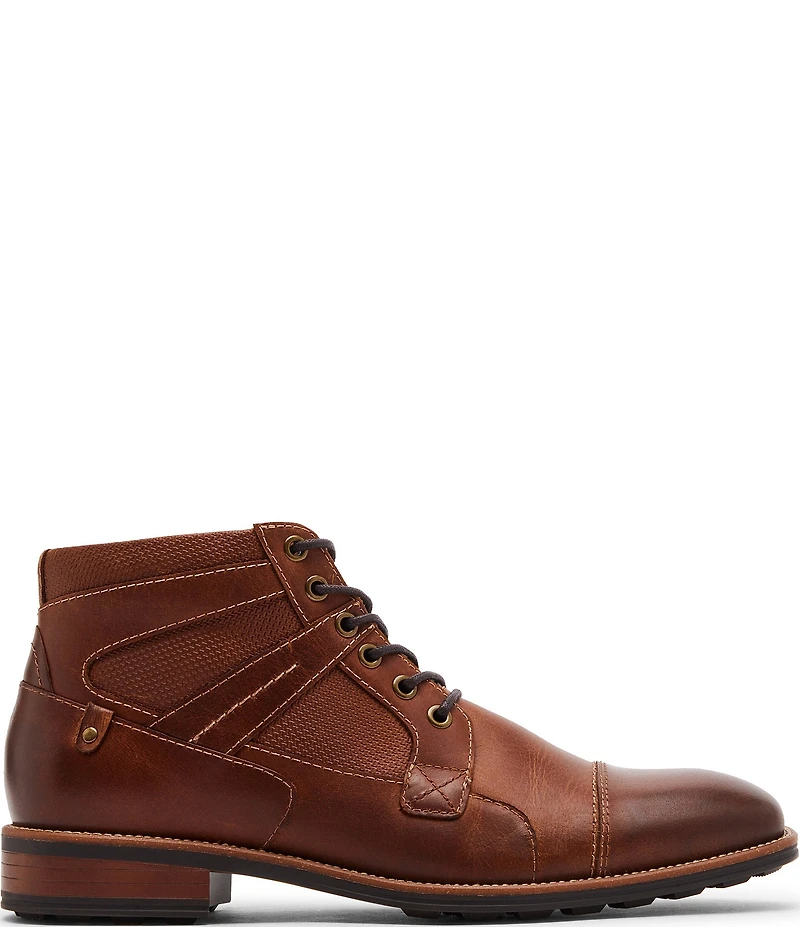 Steve Madden Men's Jotting Leather Contrast Stitch Cap Toe Boots