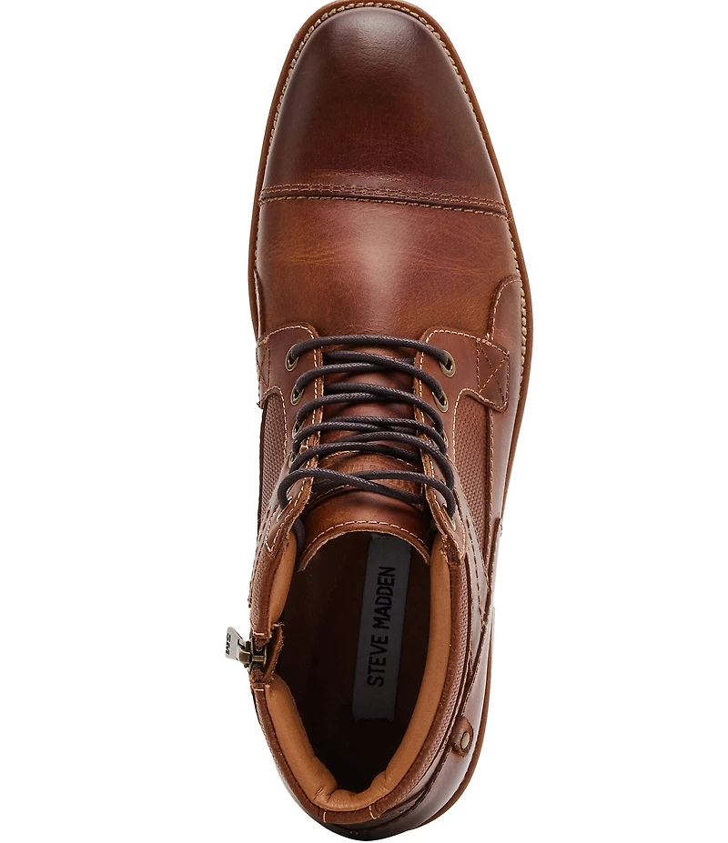 Steve Madden Men's Jotting Leather Contrast Stitch Cap Toe Boots