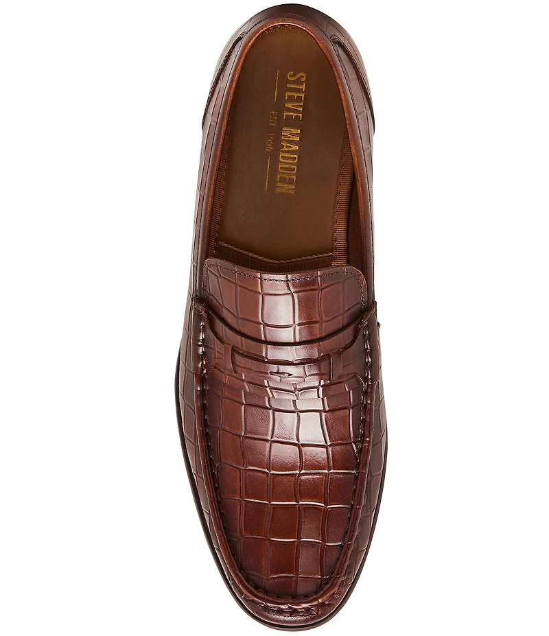 Steve Madden Men's Kline Leather Croco Loafers