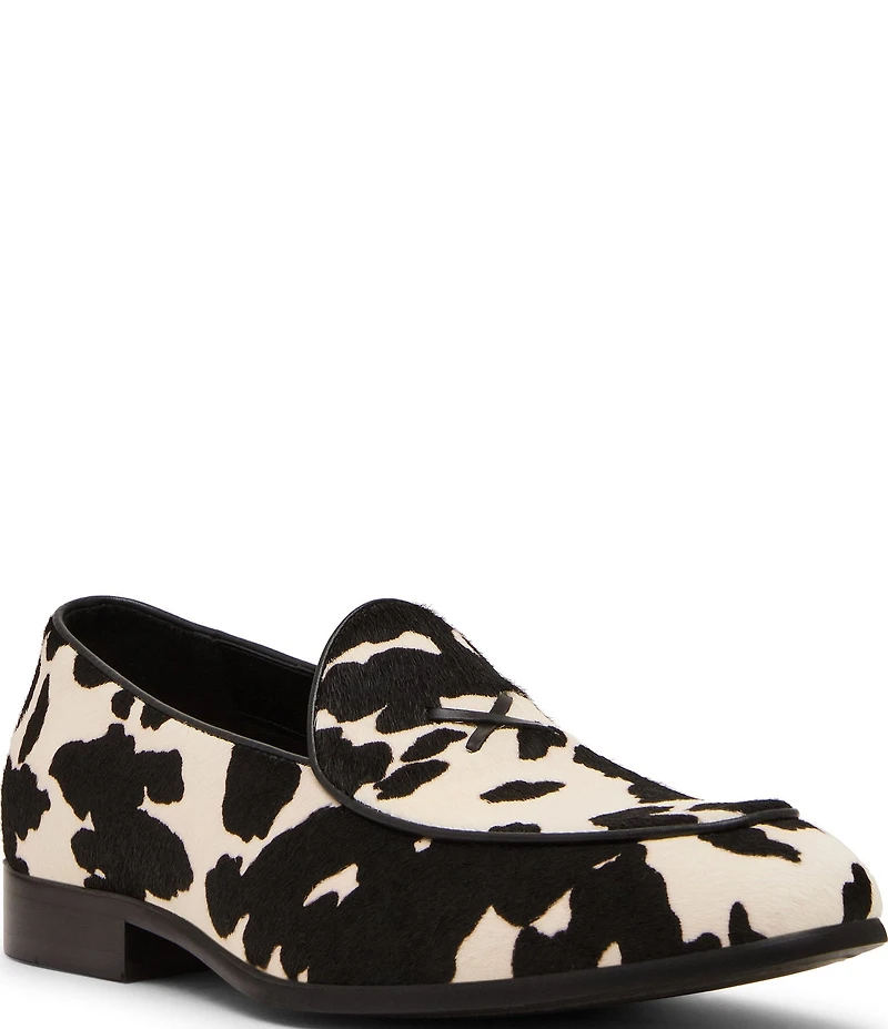 Steve Madden Men's Lanette Cow Print Hair Dress Loafers