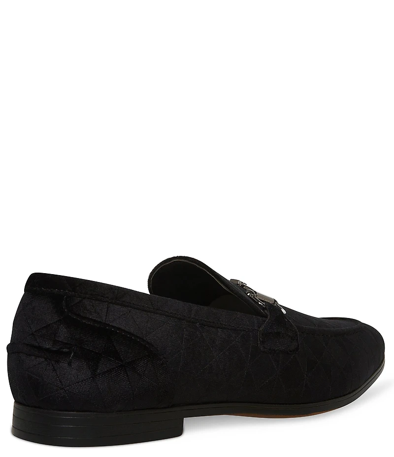 Steve Madden Men's Linc Quilted Velvet Bit Buckle Dress Slip On Loafers
