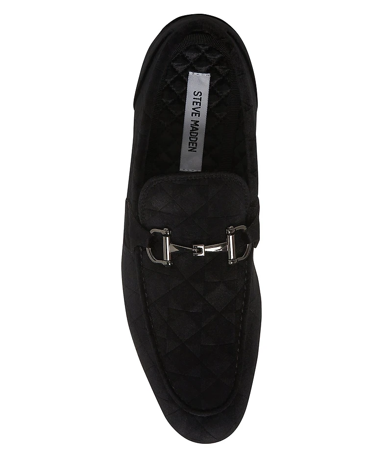 Steve Madden Men's Linc Quilted Velvet Bit Buckle Dress Slip On Loafers