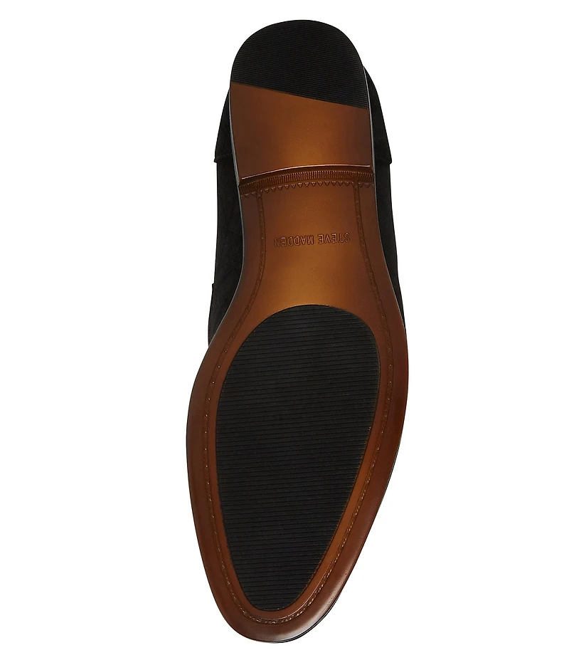 Steve Madden Men's Linc Quilted Velvet Bit Buckle Dress Slip On Loafers