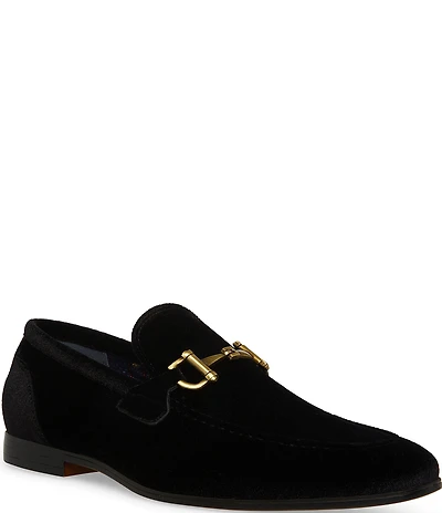 Steve Madden Men's Madly Velvet Bit Buckle Dress Slip On Loafers