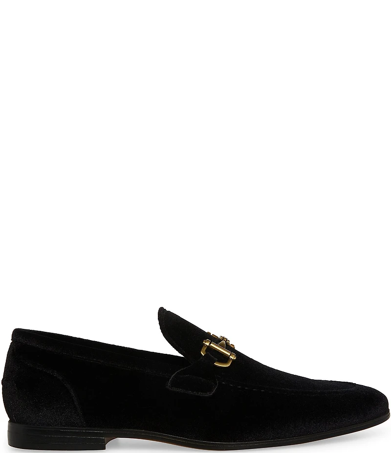 Steve Madden Men's Madly Velvet Bit Buckle Dress Slip On Loafers