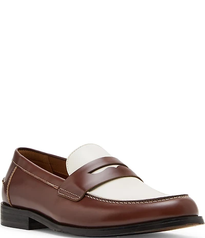 Steve Madden Men's Natan Colorblock Leather Contrast Stitch Penny Loafers