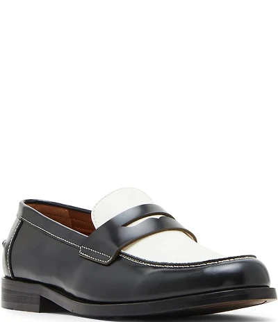 Steve Madden Men's Natan Colorblock Leather Contrast Stitch Penny Loafers
