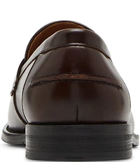 Steve Madden Men's Natan Leather and Raffia Dress Penny Loafers
