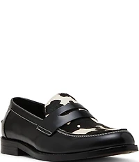 Steve Madden Men's Natan Leather Calf Hair Penny Loafers