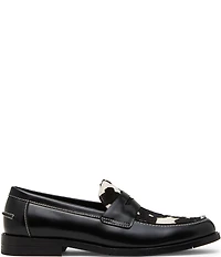 Steve Madden Men's Natan Leather Calf Hair Penny Loafers