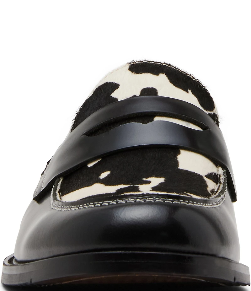 Steve Madden Men's Natan Leather Calf Hair Penny Loafers