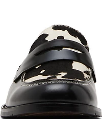 Steve Madden Men's Natan Leather Calf Hair Penny Loafers
