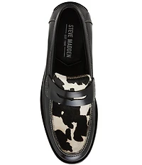 Steve Madden Men's Natan Leather Calf Hair Penny Loafers