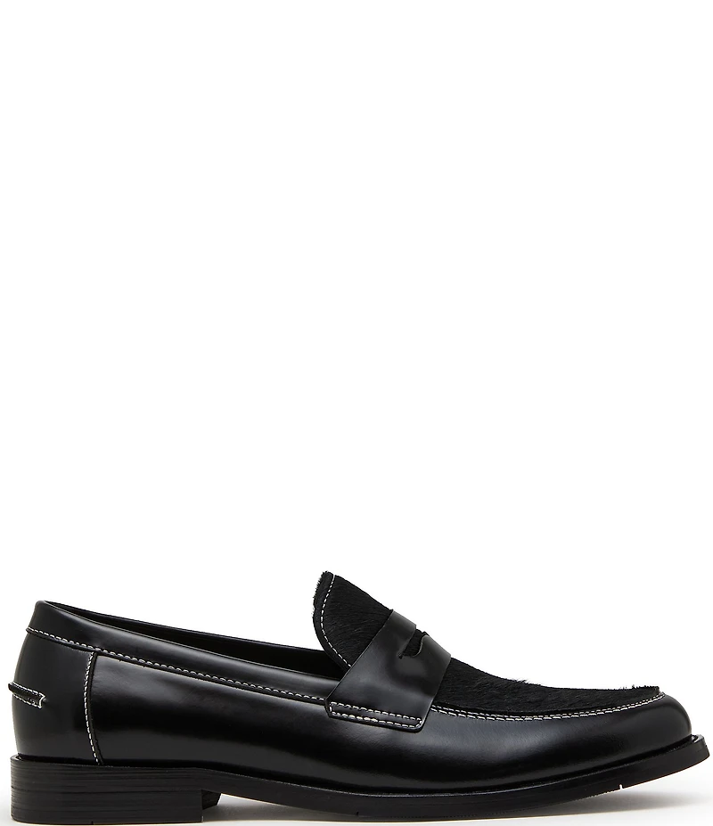 Steve Madden Men's Natan Leather Calf Hair Penny Loafers