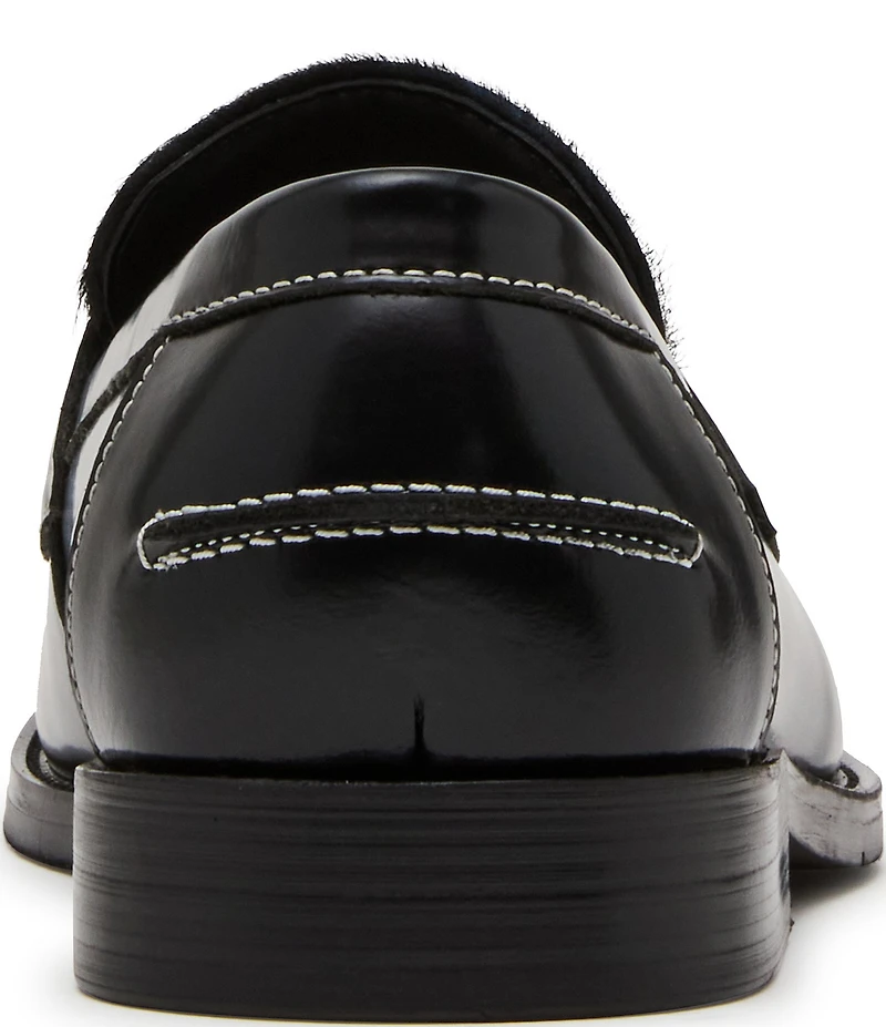 Steve Madden Men's Natan Leather Calf Hair Penny Loafers