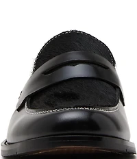 Steve Madden Men's Natan Leather Calf Hair Penny Loafers