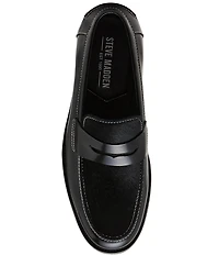 Steve Madden Men's Natan Leather Calf Hair Penny Loafers