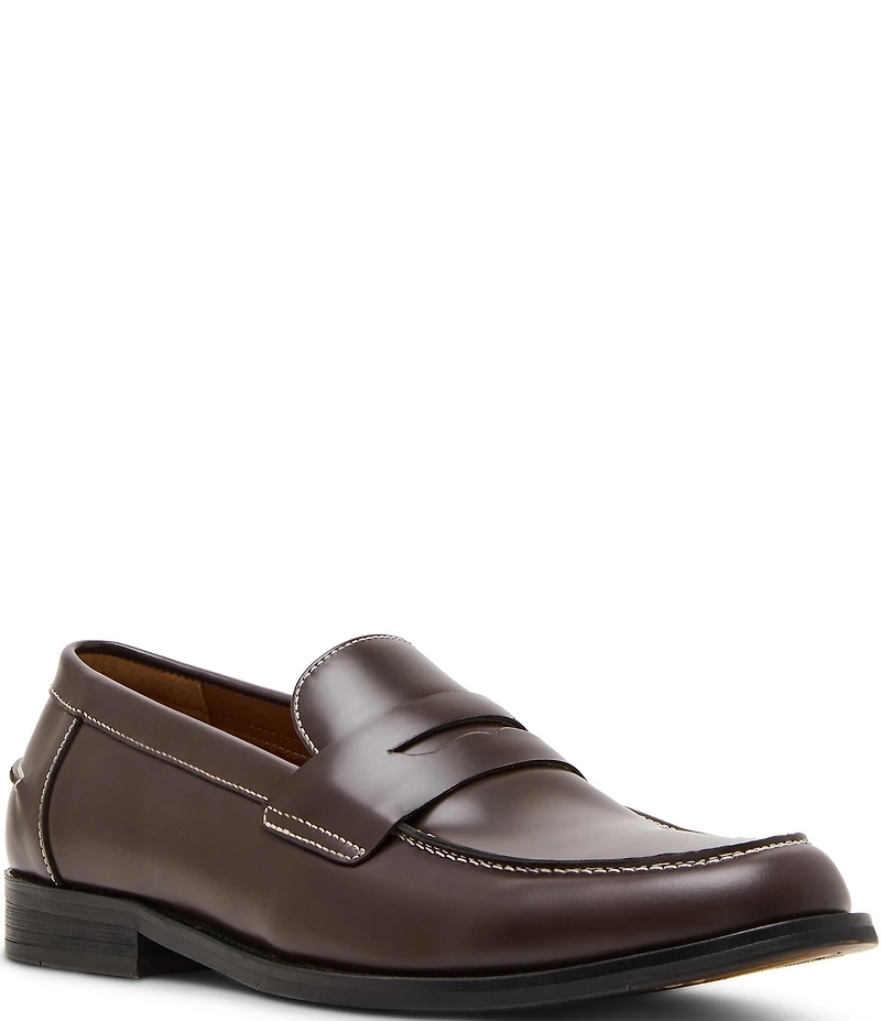 Steve Madden Men's Natan Leather Contrast Stitch Penny Loafers