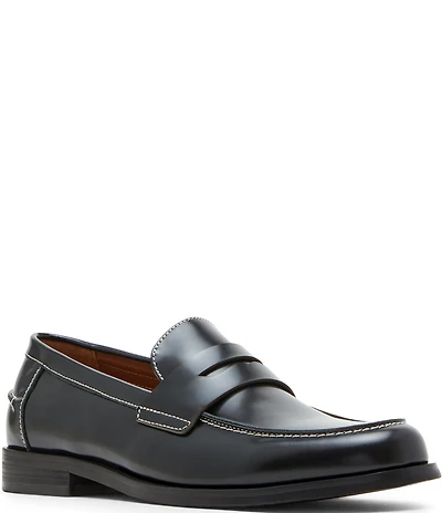 Steve Madden Men's Natan Leather Contrast Stitch Penny Loafers