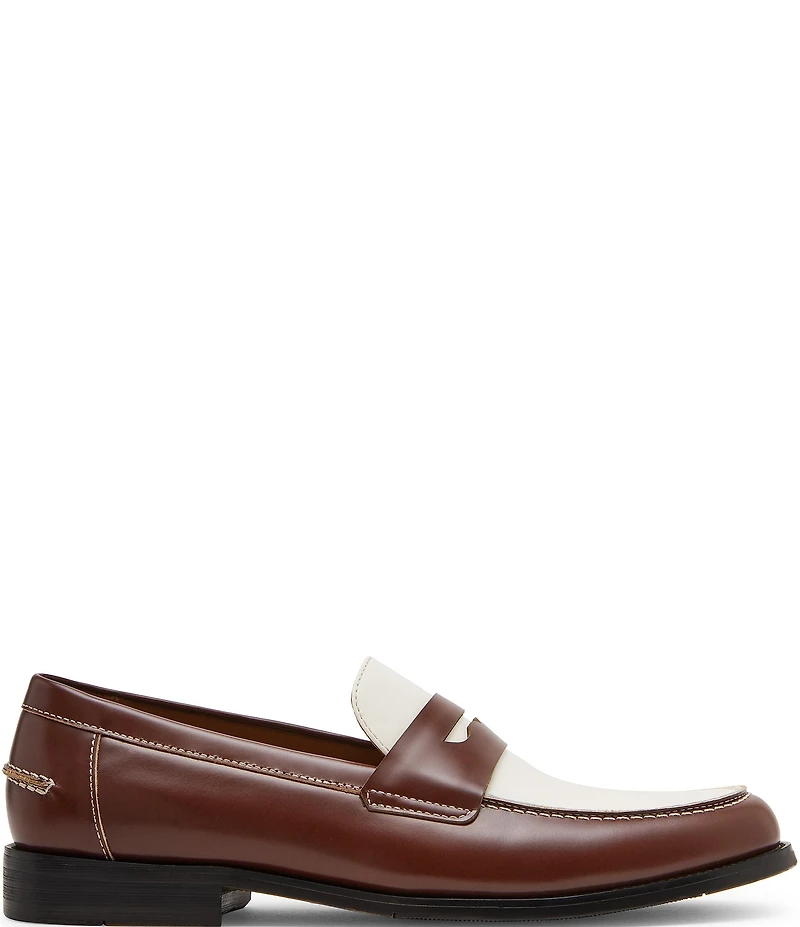 Steve Madden Men's Natan Leather Contrast Stitch Penny Loafers