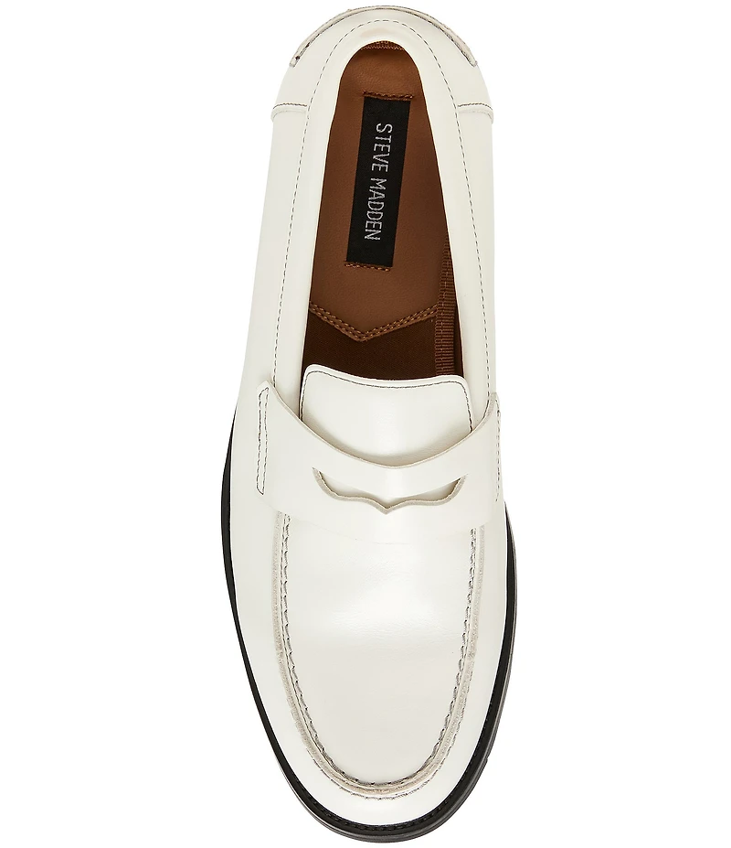 Steve Madden Men's Natan Leather Contrast Stitch Penny Loafers