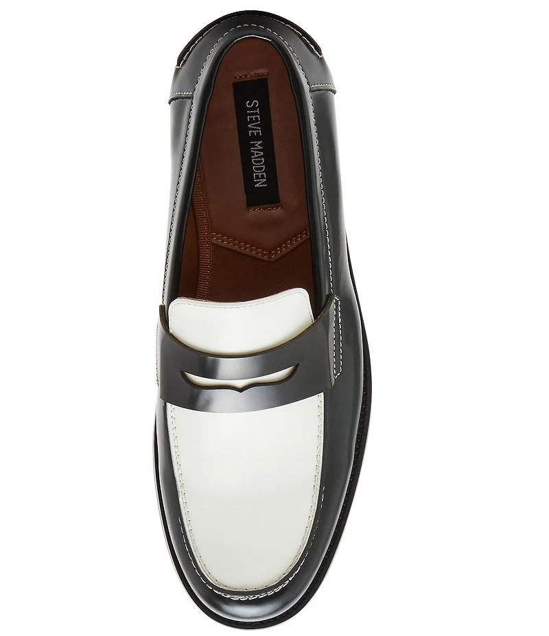 Steve Madden Men's Natan Leather Contrast Stitch Penny Loafers