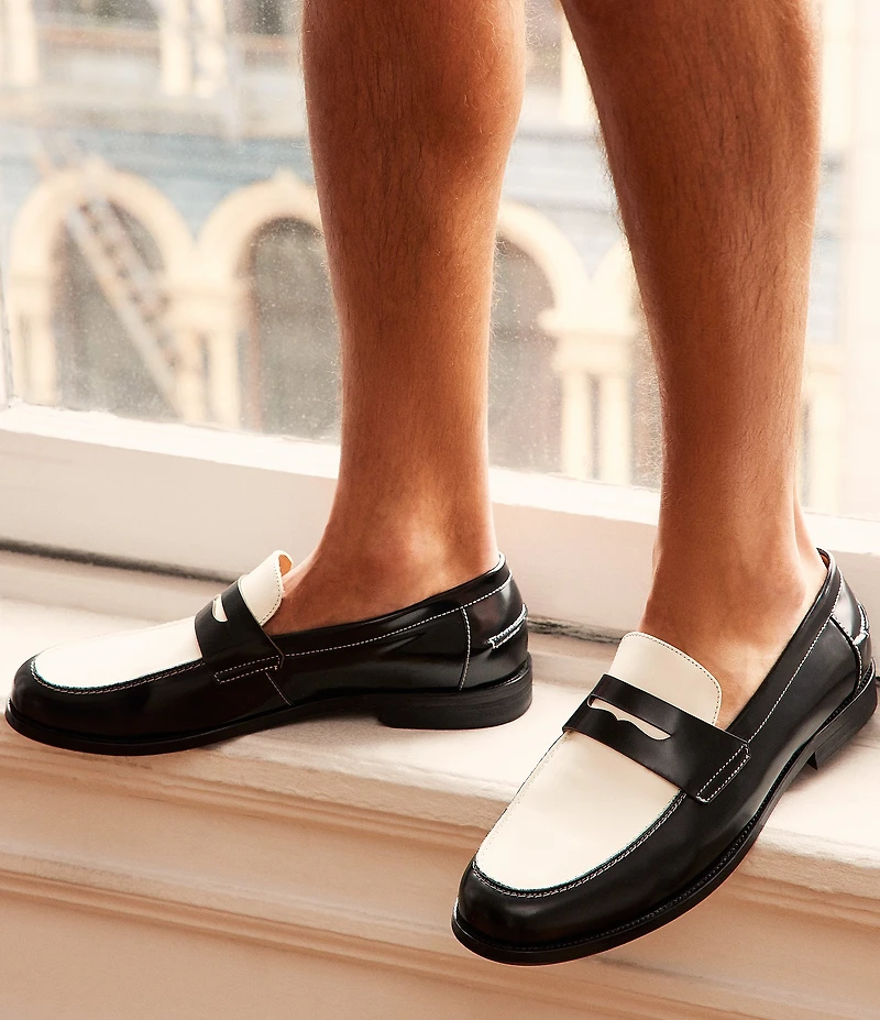 Steve Madden Men's Natan Leather Contrast Stitch Penny Loafers