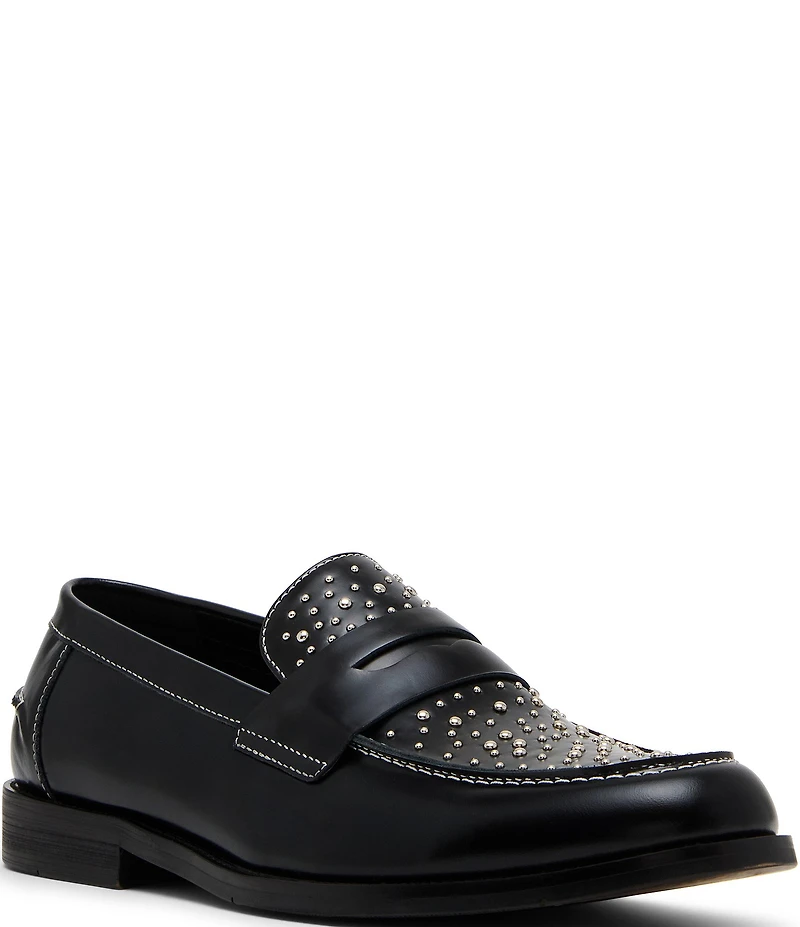 Steve Madden Men's Natan Stud Detailed Leather Penny Loafers