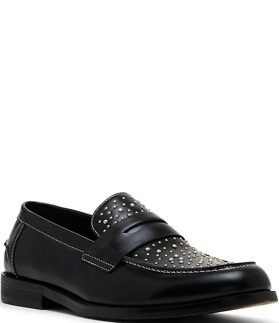 Steve Madden Men's Natan Stud Detailed Leather Penny Loafers