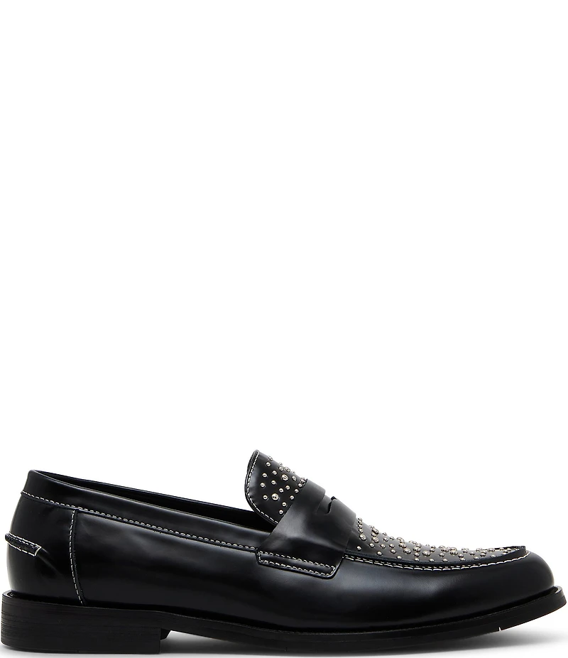 Steve Madden Men's Natan Stud Detailed Leather Penny Loafers