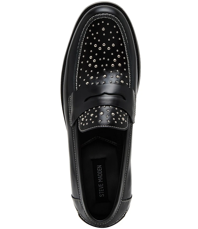 Steve Madden Men's Natan Stud Detailed Leather Penny Loafers