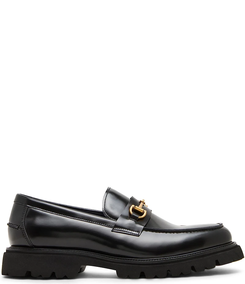 Steve Madden Men's Naxos Leather Bit Buckle Lug Loafers